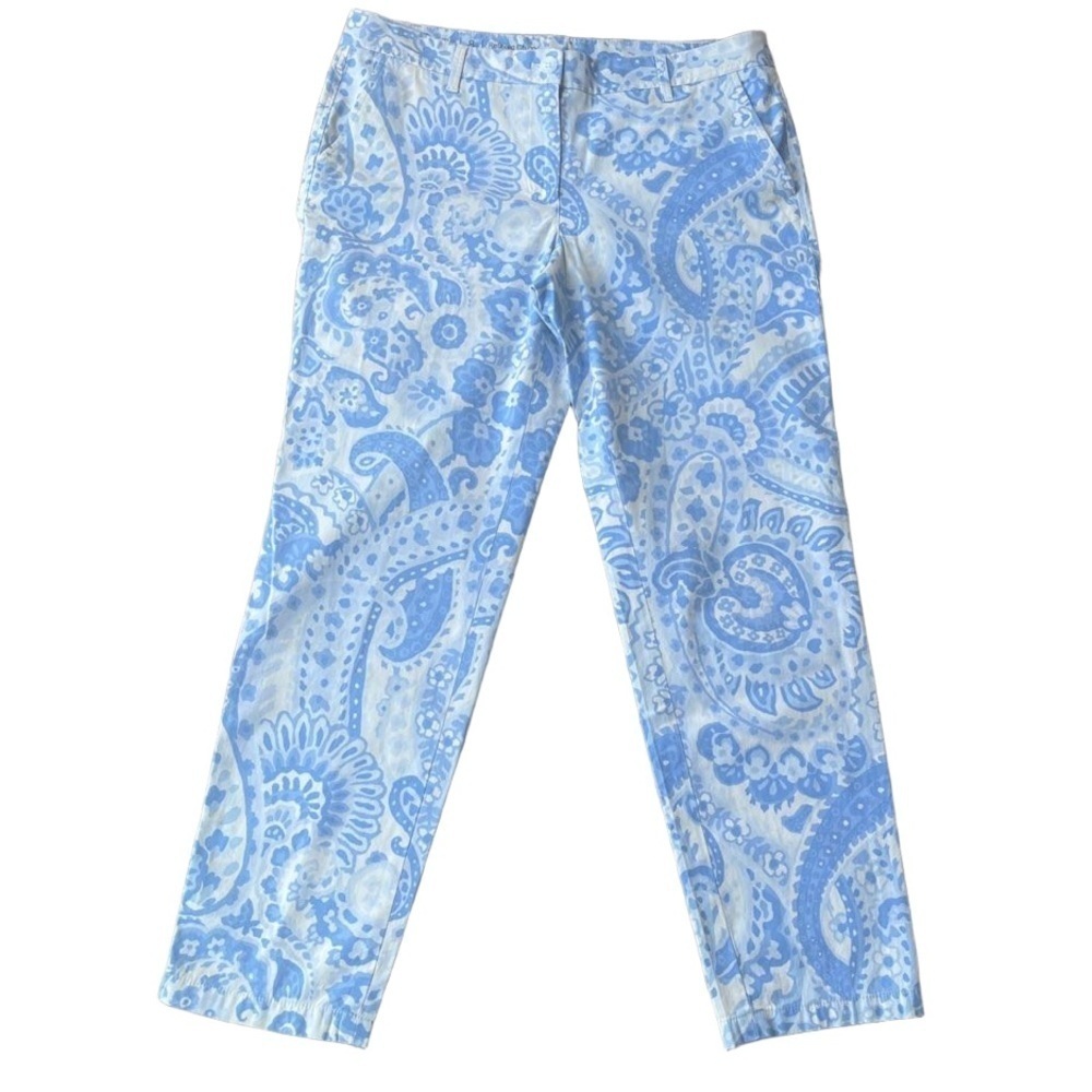 Talbots Relaxed Fit Stretch Chinos Blue and White Paisley